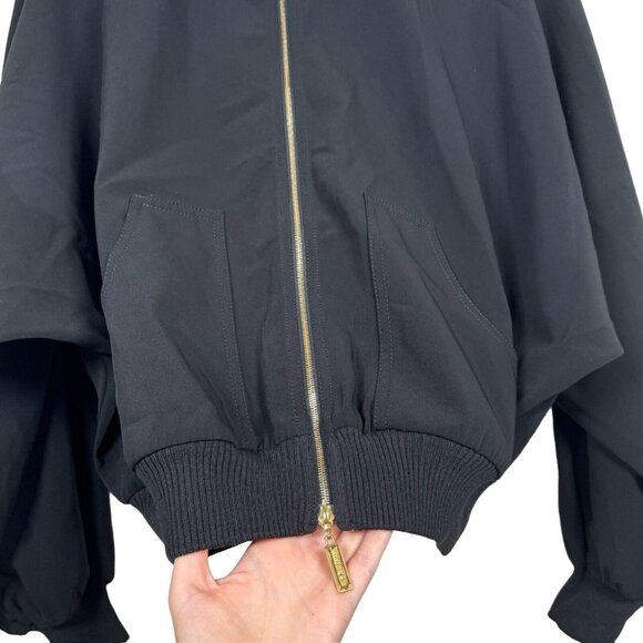 St. John Lightweight Bomber‎ Jacket Gold Tone Zip Black Sz P Yellow Label - riri - Picture 2 of 9